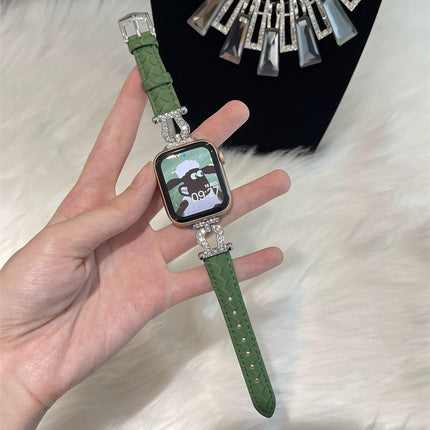 Woven Metal Diamond Strap Suitable For Watch Leather Wristband