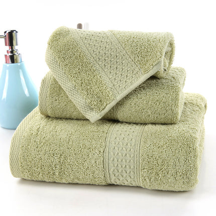 Langvesel Katoen Drie-stuk Stel Handdoeke Vierkantige Serp Jacquard Absorberende Gesighanddoek