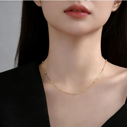 Snake Bone Round Bead Necklace Clavicle Chain