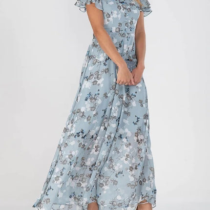 Flowers Print Short Sleeve Dress Summer Fashion Ruffle Beach Dresses Women's Clothing