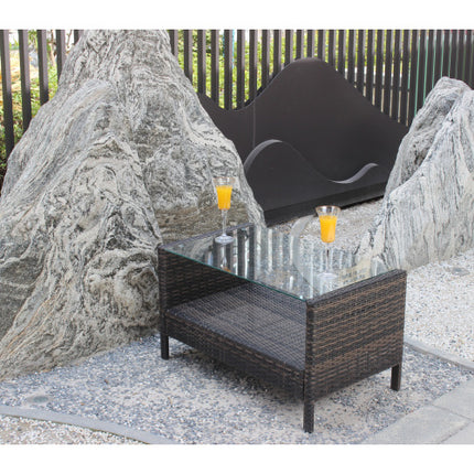 Buite Patio Meubels Koffietafel Met Deursigtige Getemperde Glas