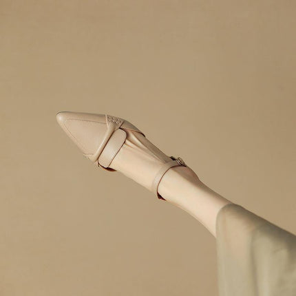 Pointed Toe Chunky Heel Retro Closed Toe Women's Sandals