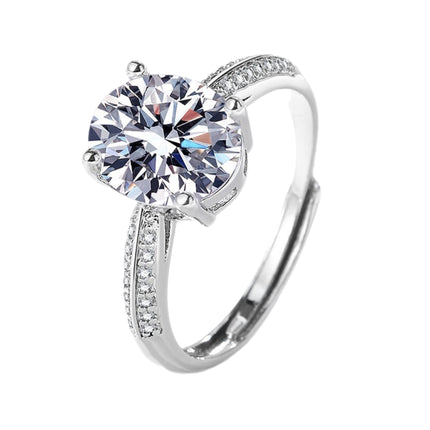 European And American Color Gemstone Combination Luxurious Egg-Shaped Zircon Adjustable Ring For Women