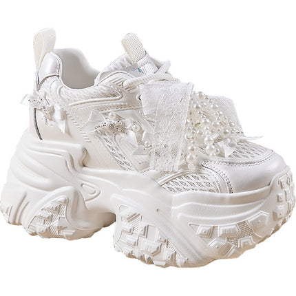 Mesh Surface Breathable Casual Versatile Thick Bottom Height Increasing Shoes