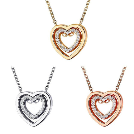 Modieuse Hol Hartvormige Regte Diamant Halssnoer Vir Vroue