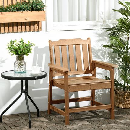 Alleweer Patio Stoel, HDPE Patio Eetkamerstoel, Swaardiens Houtagtige Buitemeubels vir Tuin, Agterplaas, Dek, Stoep, Grasperk, Bruin