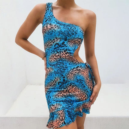 One-shoulder Dress, Personality, Trend, Irregular Hollow, Slim Fit