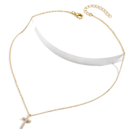 Kruis Vol Diamante Vroue Sleutelbeenketting Goue Hangertjie Meisies Halssnoer