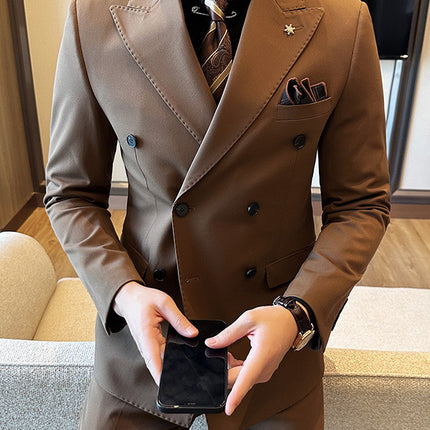 Double Breasted Business Slim Fit Casual Two-piece Suit