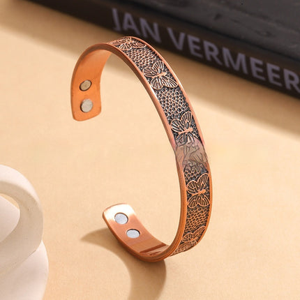 Rooi Koper Magnetiese Oues-Van-Dae Armband Met Vlinderontwerp Verlengde Magnetiese Slot