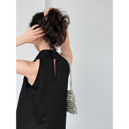 French Linen V-neck Halter Vest For Women
