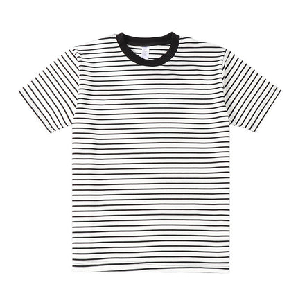 Striped Short Sleeve Simple Men's Versatile T-shirt Loose Top Half Sleeve Slim Striped Navy Skirt