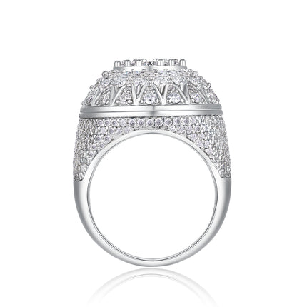Men's Letter H Set With Top-quality Moissanite Luxury And Fashionable Light Luxury Jewelry Silver Ring S925 Silver Plated Platinum