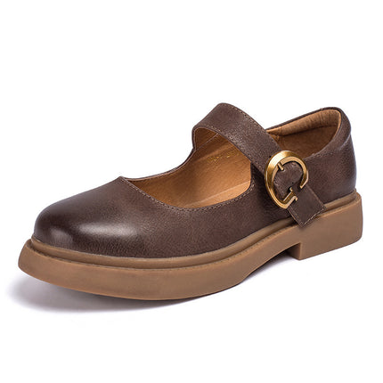 Vintage Mary Jane Dames Klein Leer Skoeisel Met Gespe