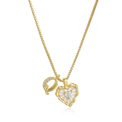 Diamond-encrusted Heart-and-letter Necklace Fashionable