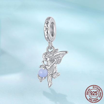 S925 Sterling Silver Luminous Angel Pendant Diy Beaded
