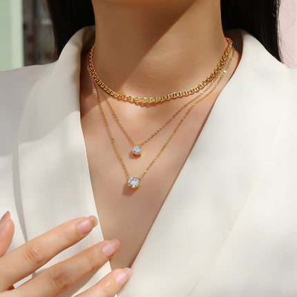 2-carat High-quality Morganite Gemstone-laden Luxurious And Fashionable Minimalist Trend Jewelry Silver Pendant Necklace With Collar Chain, S925 Silver Electroplated With Platinum