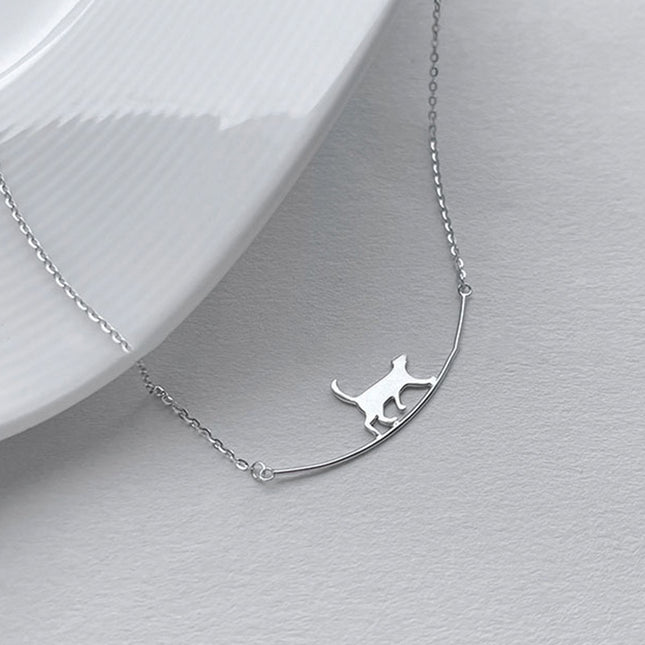 Oulike Klim Kat Hanger Ketting Vir Vroue