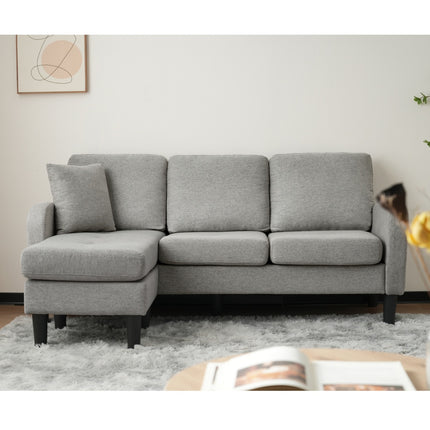 L-vormige Hoekbank Met Lêbank - 3-sitplekbank, 166 X 118 X 77 Cm, Asemende Katoen-linne Stof, Plastiekpote, Modulêre Ontwerp, Ideaal Vir Sitkamers, Woonstelle En Kantore