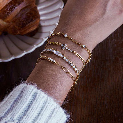 Vlekvrye Staal Armband Met Wit Sirkone