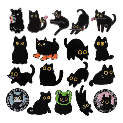 Personalized Cartoon Mini Black Kitten Brooch