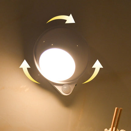 LED Smart Sensor Night Light 360 Degree Rotating Infrared Wireless USB Charging Outdoor Indoor Cabinet Aisle Staircase Wall Lamp