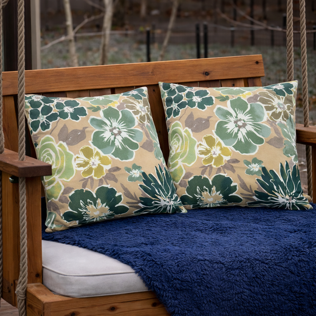 2 Pak Buitelug Kussings, Waterdigte en Vervaagbestande Stoepkussings vir Tuin-, Veranda-, Swembadmeubels - Sagte en Gemaklike Dekoratiewe Kussingsovertreksels 18x18 Duim, Magpie Fabrics