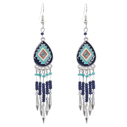Hanqi Ornament Metaalallooi Boheemse Ovale Oorbelle