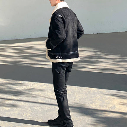 Men's Fashion Casual Zipper Lamb Wool Jacket