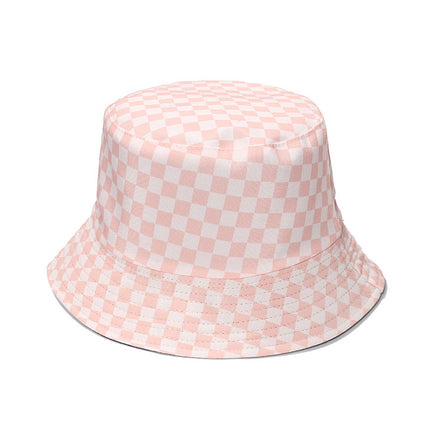 Fashion Personality Black And White Checkerboard Plaid Fisherman Hat