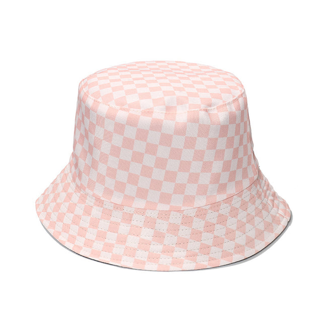 Fashion Personality Black And White Checkerboard Plaid Fisherman Hat