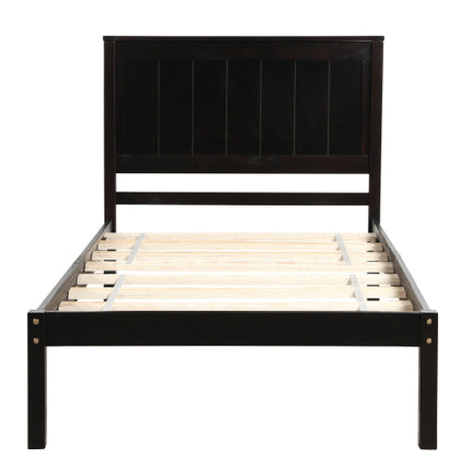 Platformbedraam Met Kopstuk, Houtlatondersteuning, Geen Veermatras Benodig Nie, Dubbel, Espresso