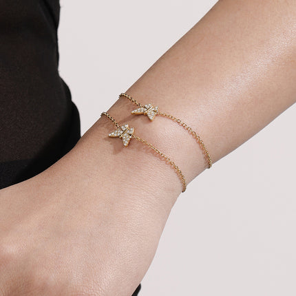 Volle Diamant Vlinder Sleutelbeen Halssnoer En Armband