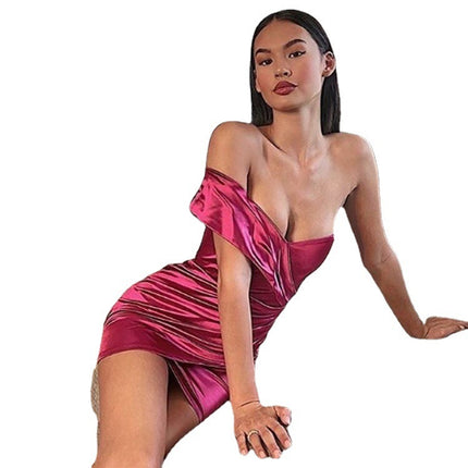 Women's Irregular Wrapped Chest High Waist Slim Dress