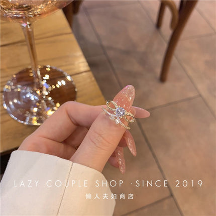 Silwer Sirkoon Vintage Persoonlikheidsring Vir Vroue, Pragtige Wysvingerring, Verstelbare Oop Ring Nuwerwets