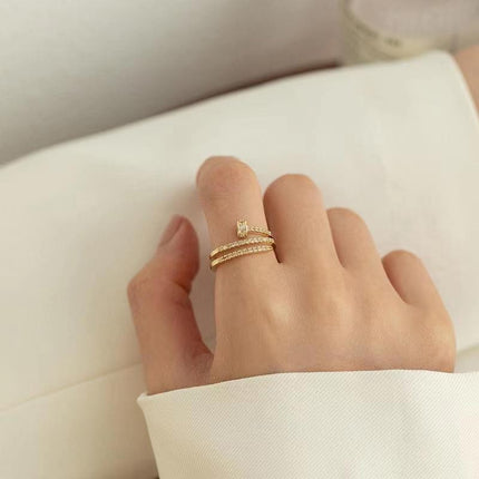 Silwer Sirkoon Vintage Persoonlikheidsring Vir Vroue, Pragtige Wysvingerring, Verstelbare Oop Ring Nuwerwets