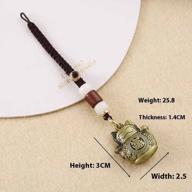 Brass Creative Fortune Cat Keychain Copper Wire Pendant