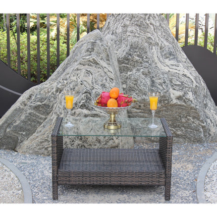 Buite Patio Meubels Koffietafel Met Deursigtige Getemperde Glas