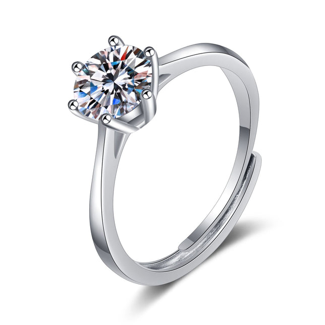 Moissanite 925 Sterling Silwer Plaat Ring Dogter
