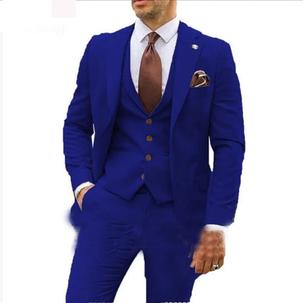 Men's Three-piece Slim-fit Dovetail Groom Dress