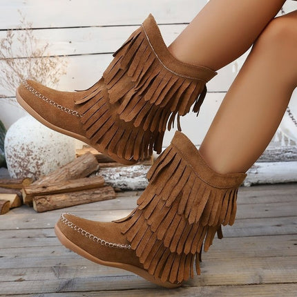 Plus Size Retro Tassel Mid-calf Hak Martin Stewels