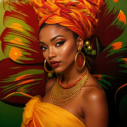 African Woman Diamond Painting Mosaic Portrait Wall Art