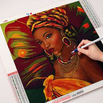 African Woman Diamond Painting Mosaic Portrait Wall Art