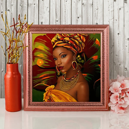 African Woman Diamond Painting Mosaic Portrait Wall Art