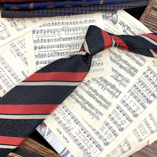 Retro Coffee Color Orange Red Striped Tie Hand Hit 8CM Men