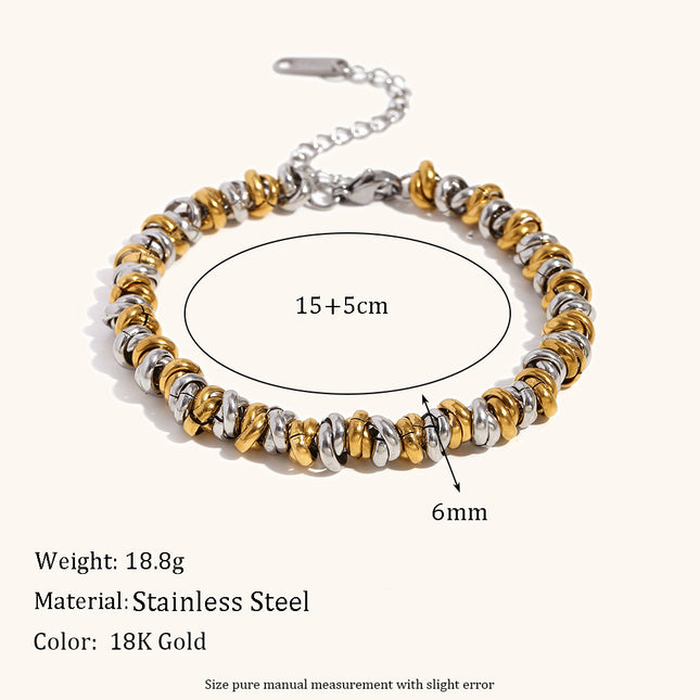 Women's Simple Niche Design Necklace Two-tone Ring Bracelet