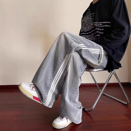Spring And Autumn New Men's Hong Kong Style Trendy Brand Loose Casual Wide-leg Pants