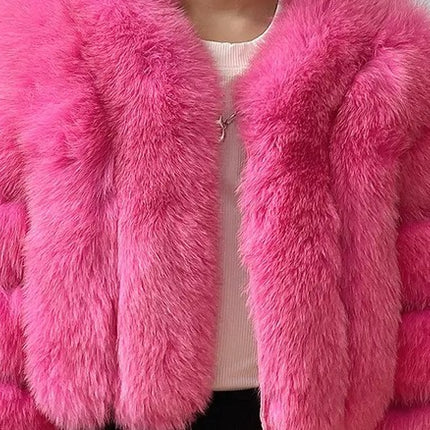 New Fur Women's Coat Short Stitching Long Sleeve
