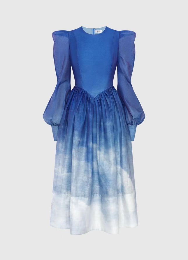 Dress Women's Fashion Gradient Design Round Neck