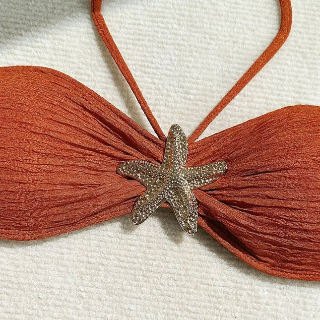 Bikini Solid Color Swimsuit Three-piece Tube Top Beach Skirt